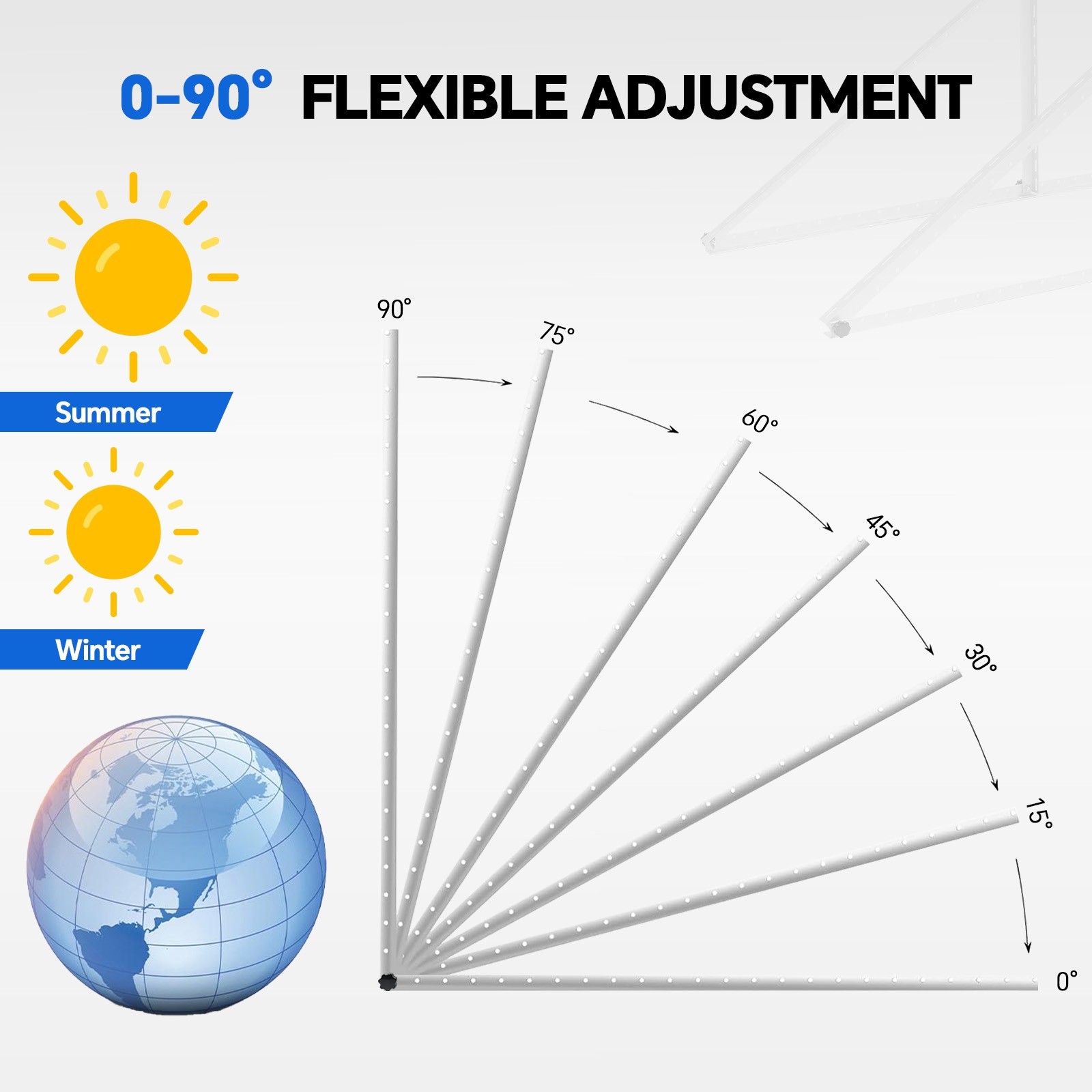 45 inch 0 - 90°Adjustable Solar Panel Mounting Brackets Kit (1/2/4Set) RV System