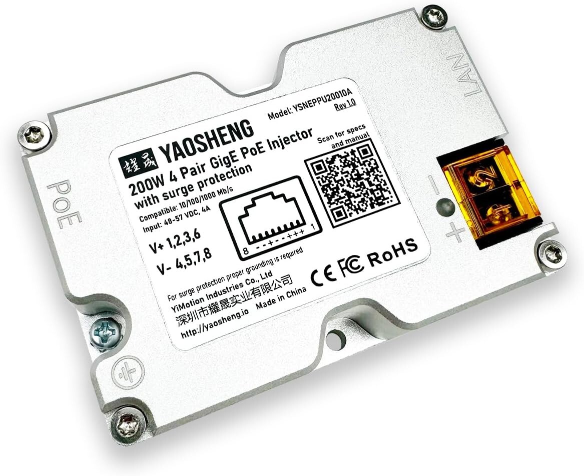 YAOSHENG 200W PoE Injector for Starlink Gen2,Gen3 - YSNEPPU20010A
