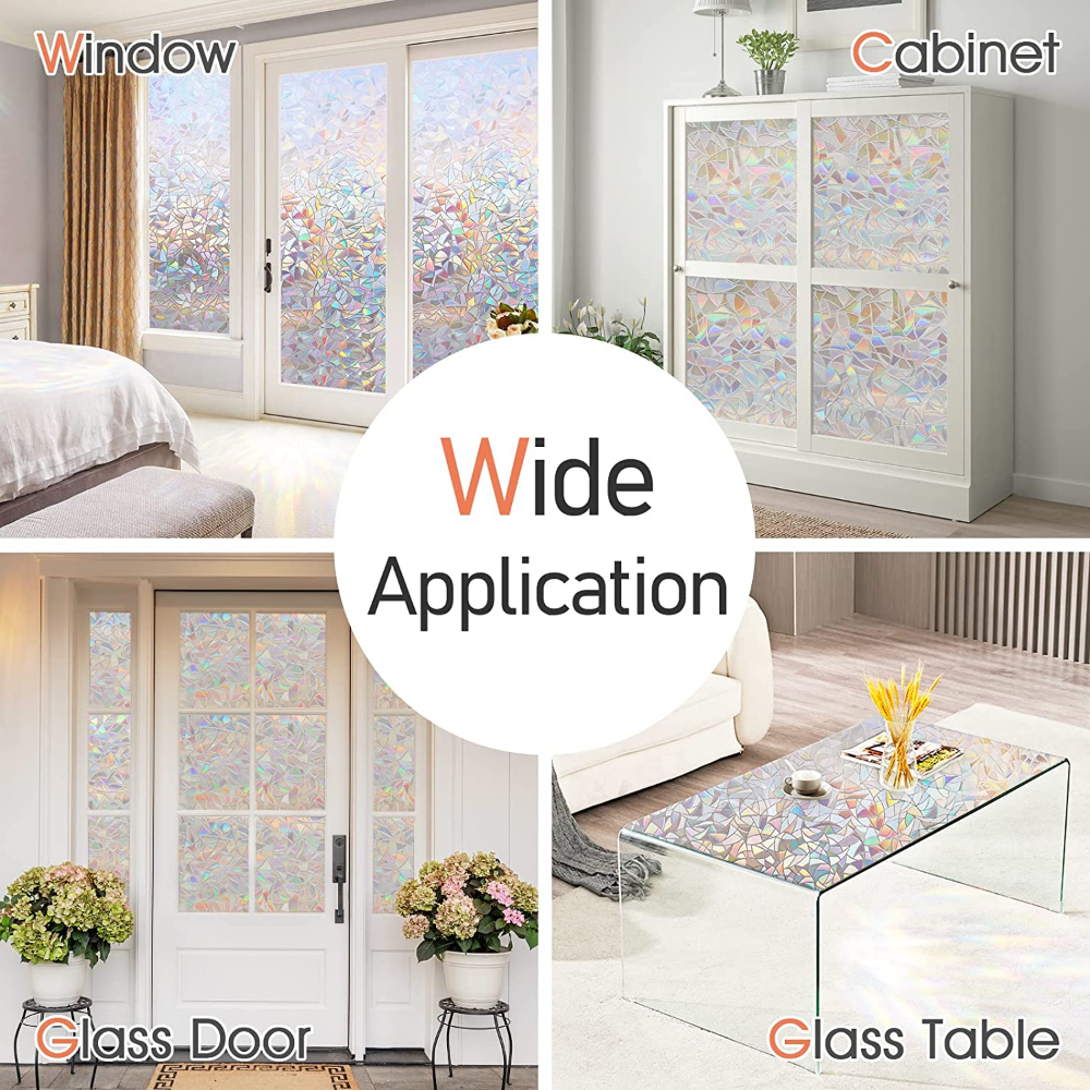 rabbitgoo 3D Rainbow Window Privacy Film Decorative Stained Glass Window Sticker