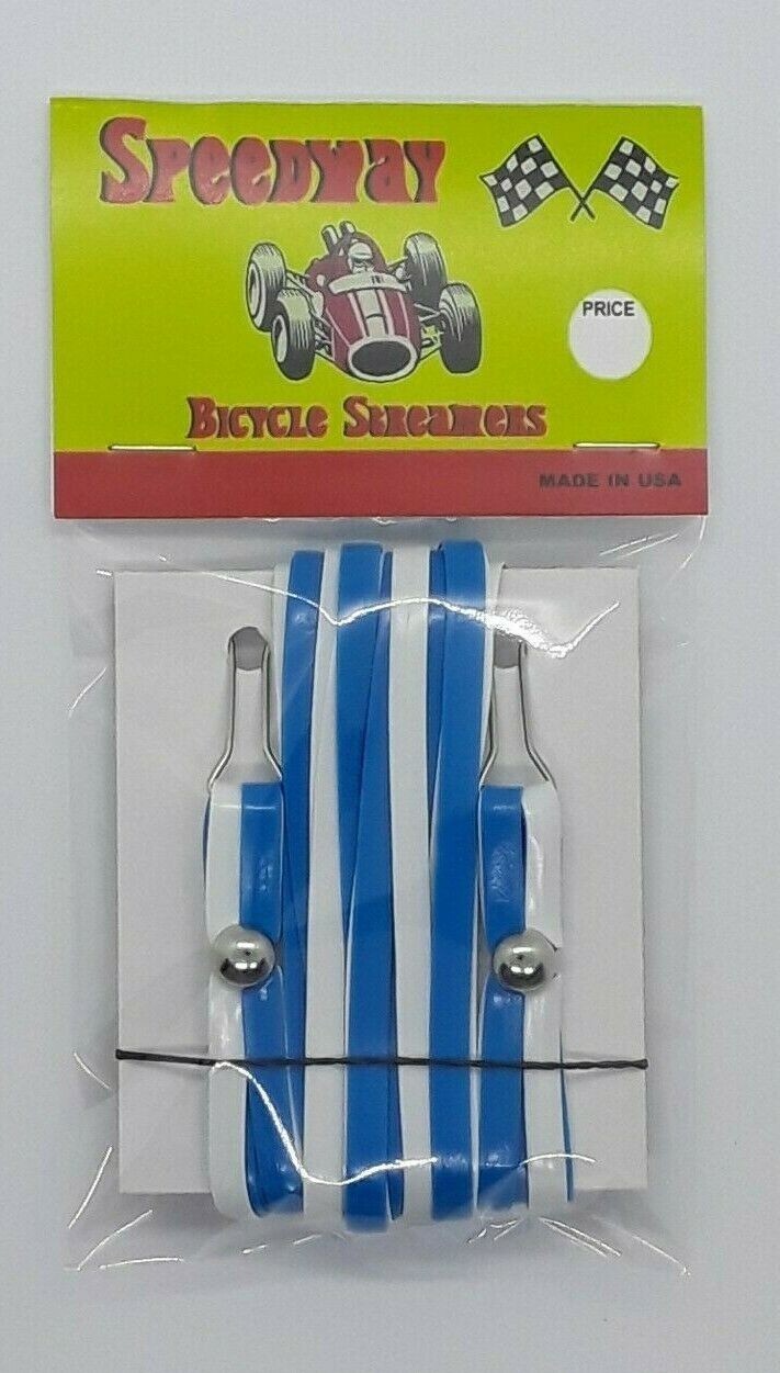 Speedway Handlebar Streamers set of 2 "White and Blue" Bike Bicycle BRAND NEW