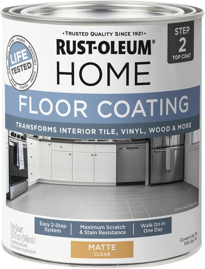 Rust-Oleum HOME Floor Coating, Top Coat (50 VOC), Matte, Quart - 358871
