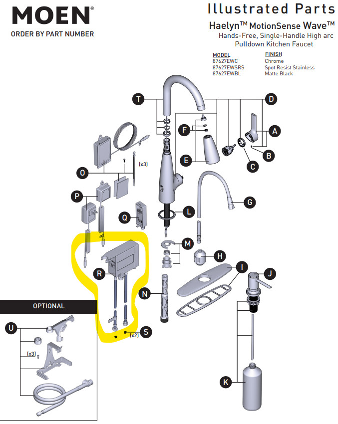 Moen 177569 Control Box - Includes x2 Supply Hose Assemblies For Kitchen Faucet