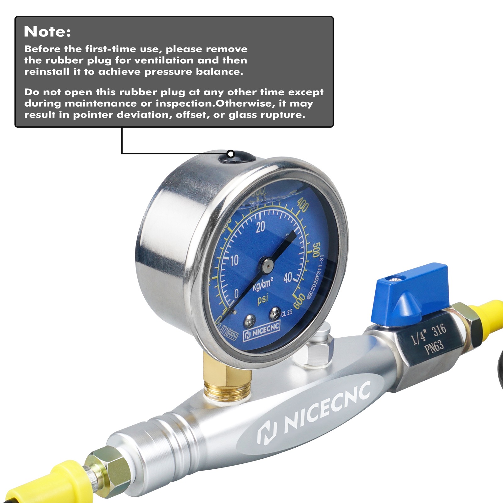 Nitrogen Shock Regulator Fill Tool w/2"Gauge Schrader Valve for RAPTOR 700