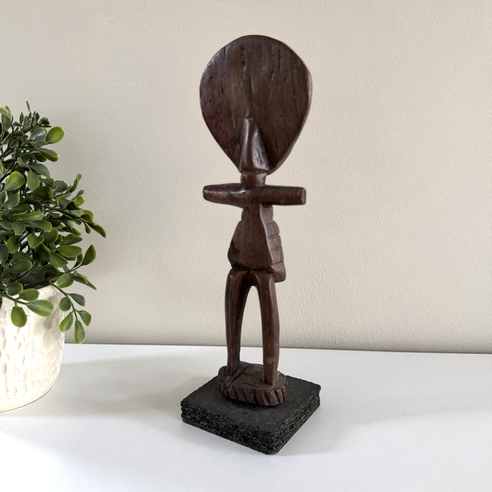African Ashanti Fertility Doll 10” Hand‑Carved Wood Ghana Tribal Art