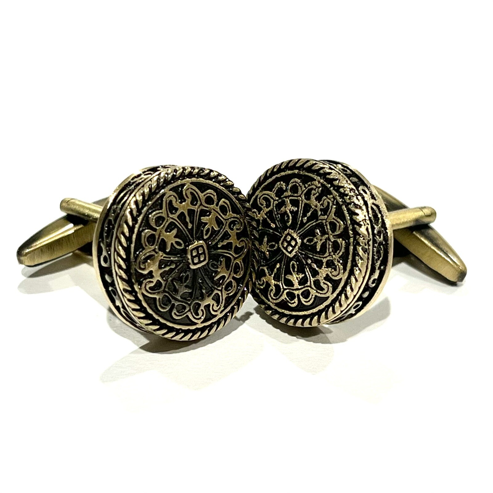 Antique Brass Tone Round Celtic Knot Cufflinks Men Stunning Knot Cufflinks