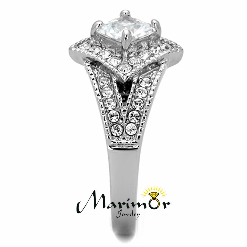 High Polished Stainless Steel 1 Ct CZ Engagement / Fashion Ring Sizes 5-10