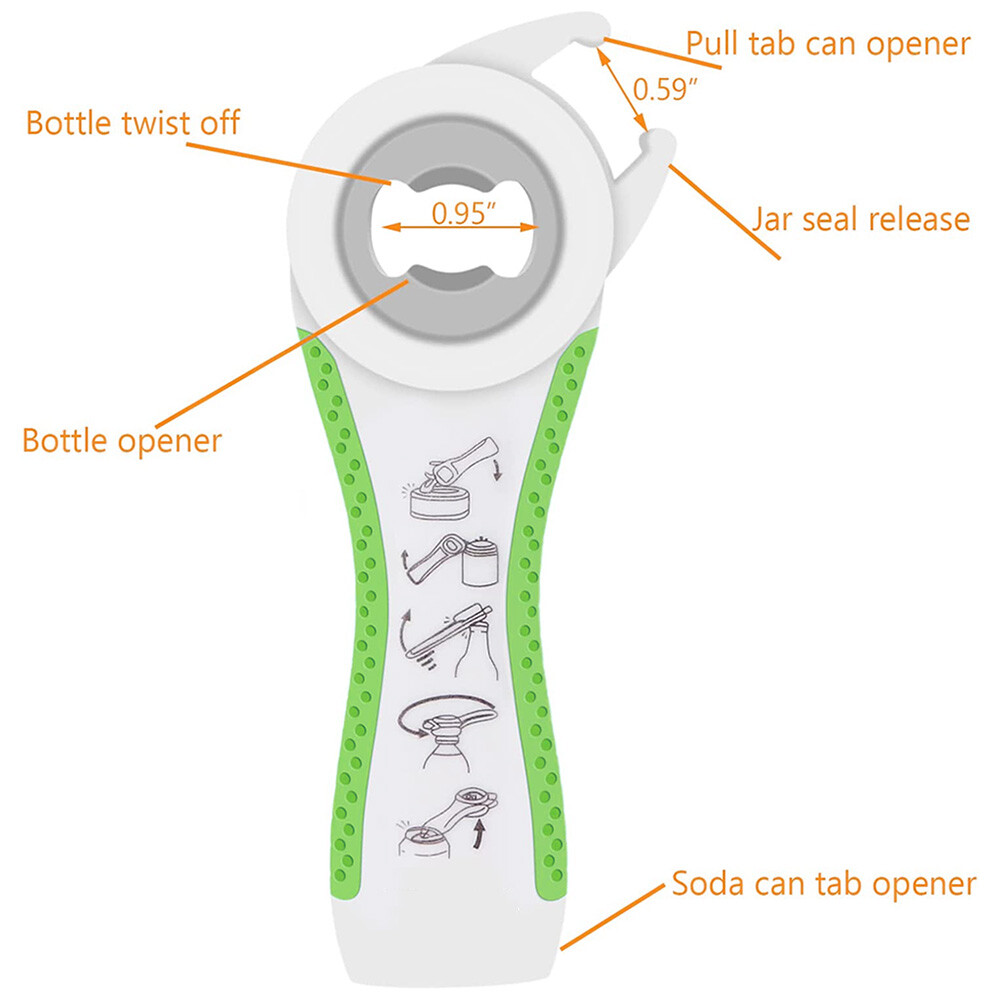2 pcs Jar Opener Tool Multi Function 6 in 1 Easy to Use Jar Can Bottle Opener