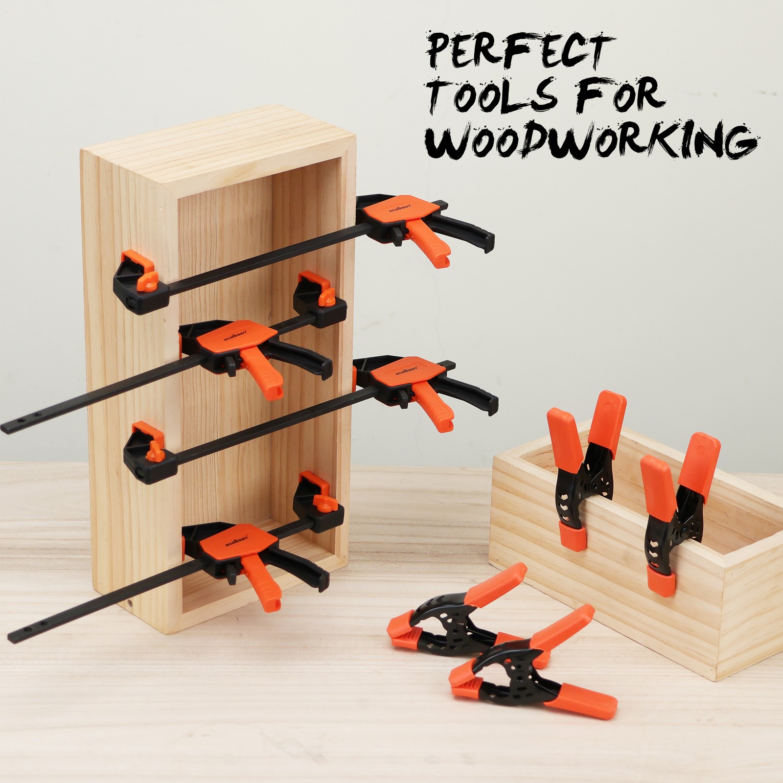 8-Pack Quick F Clamp Bar and Spring Clamps for Woodworking 6" & 4" 75 LBS Limit