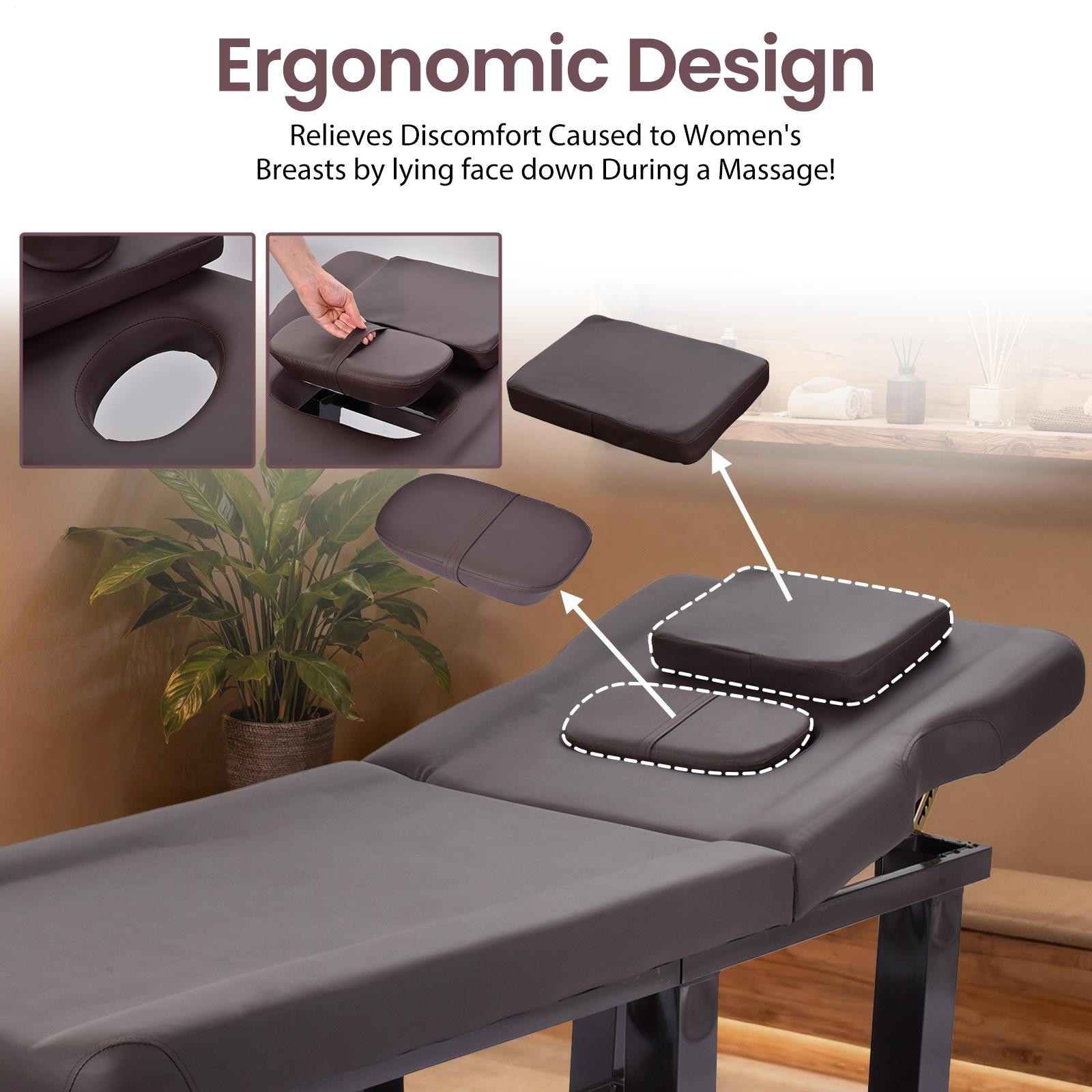 PU Leather Heavy Duty Professional Stationary Massage Bed -Brown