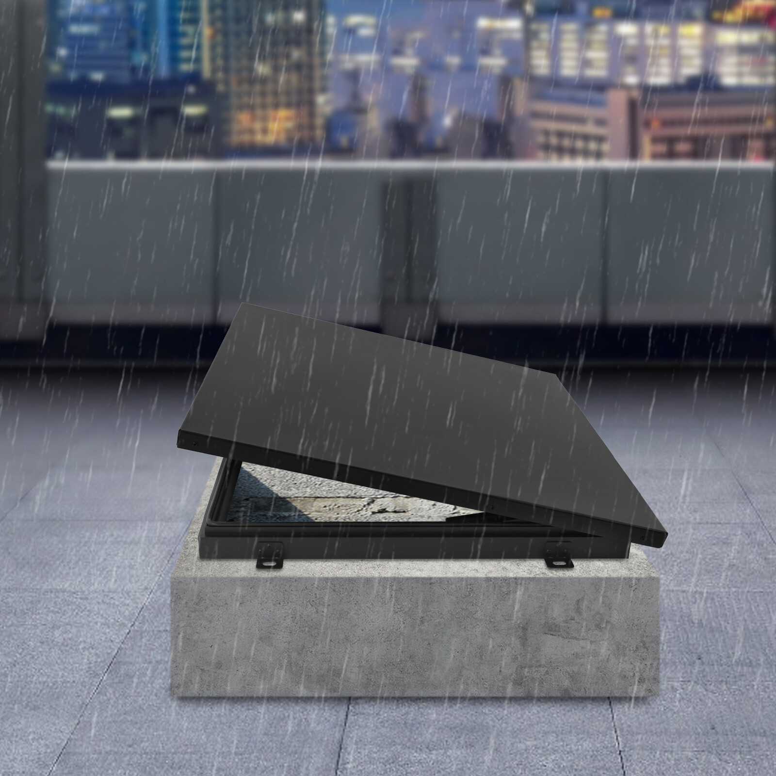 Industrial Galvanized Roof Access Hatch 24"L x 24"W Black