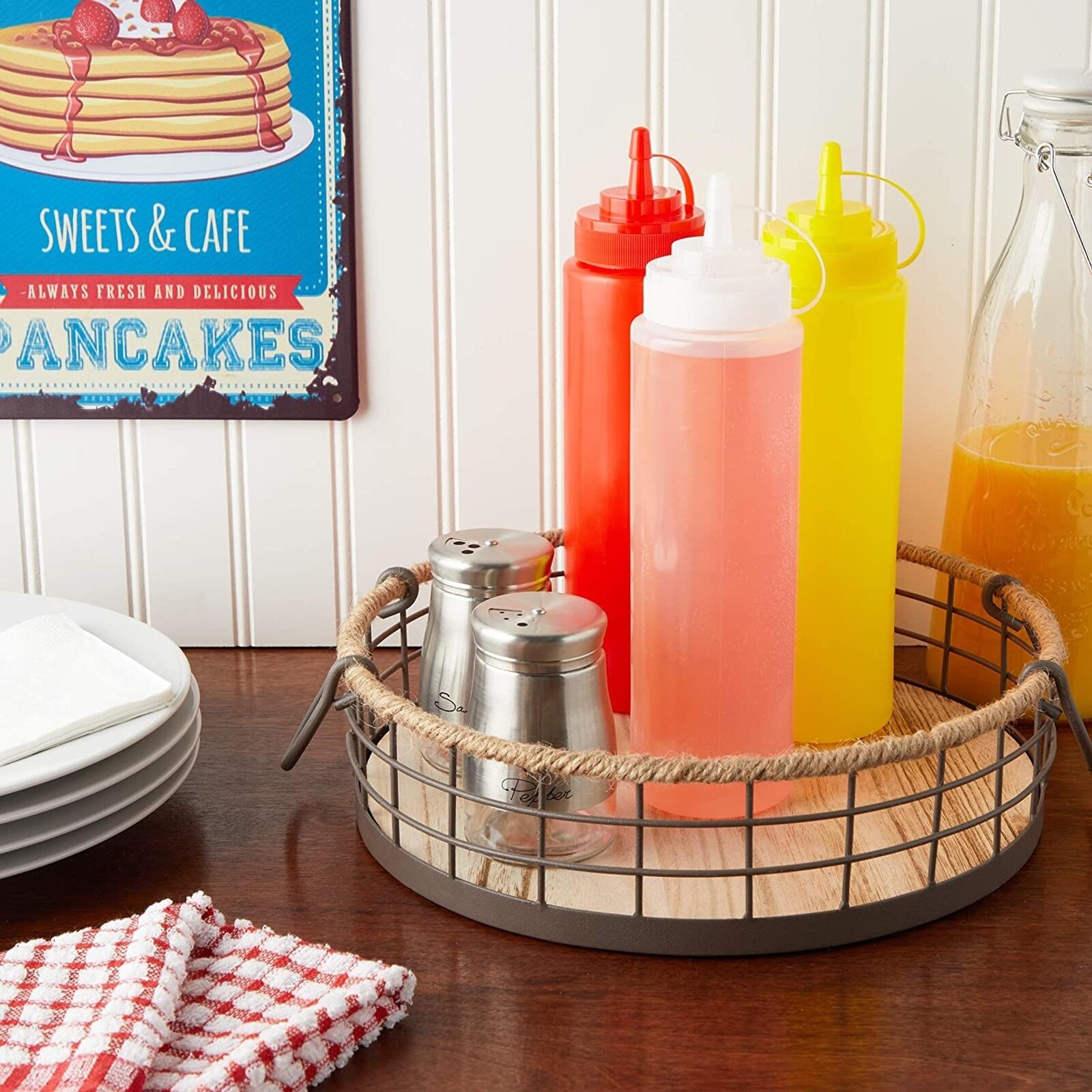 6 Pack 24 oz Plastic Condiment Squeeze Bottles with Caps for Sauces, Ketchup