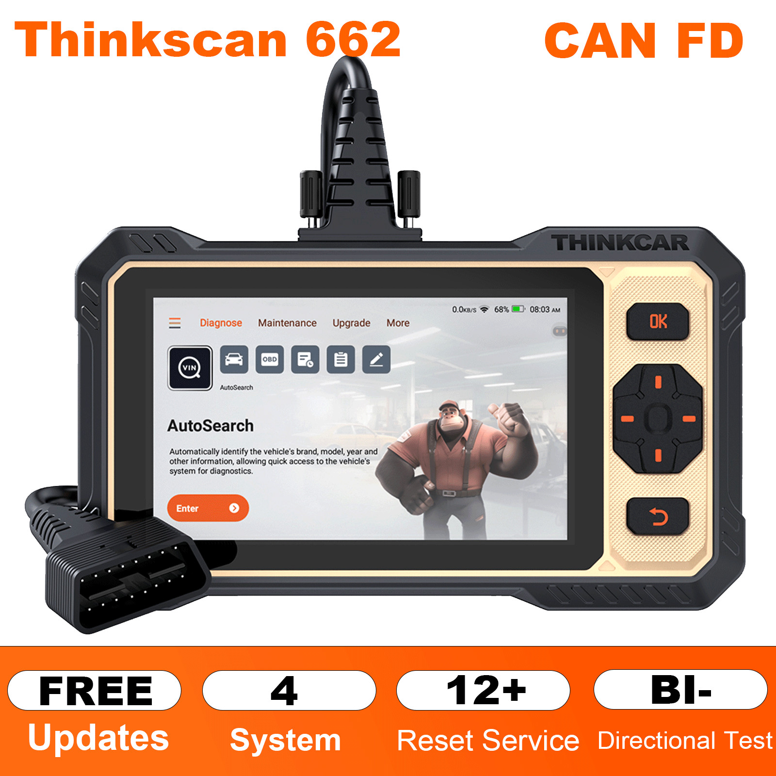 ThinkScan 662 OBD2 Scanner Bi-directional ABS/SRS/EPB/SAS System Diagnostic Tool