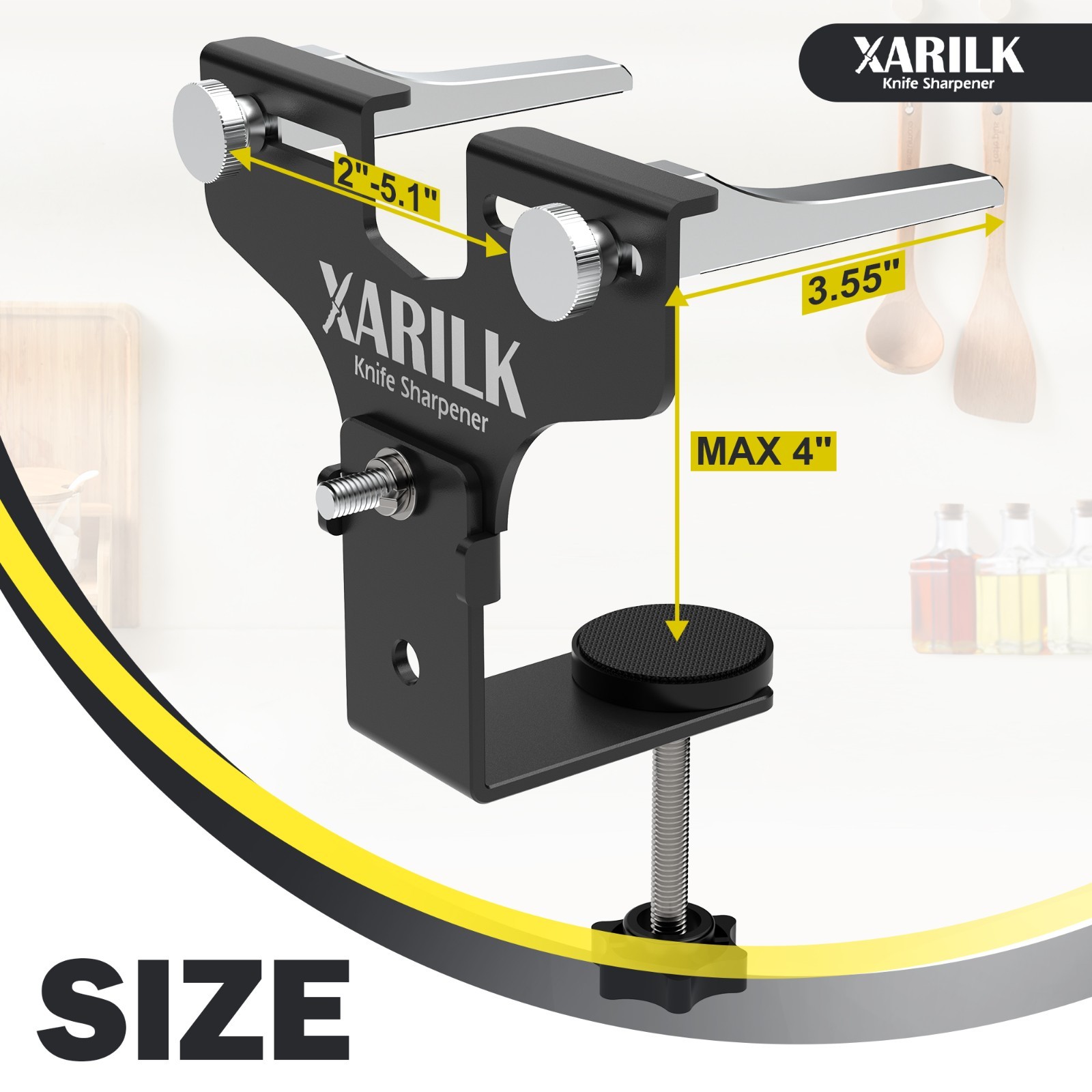 XARILK Upgraded Aluminum Knife Sharpener Securing Clip, Adjustable Width 2-5.1"