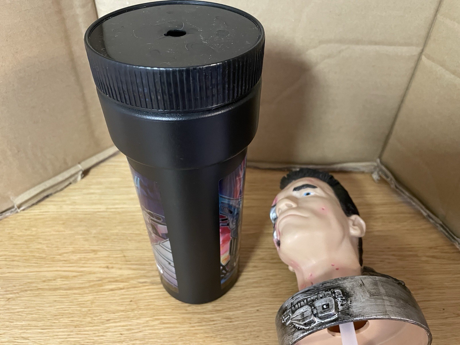 Vtg Terminator 2 T2-3D T800 Head Straw Cup Universal Studios Hollywood 1999