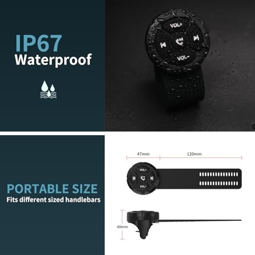 Bluetooth Media Button Remote,Waterproof Wireless Music Controller for Black