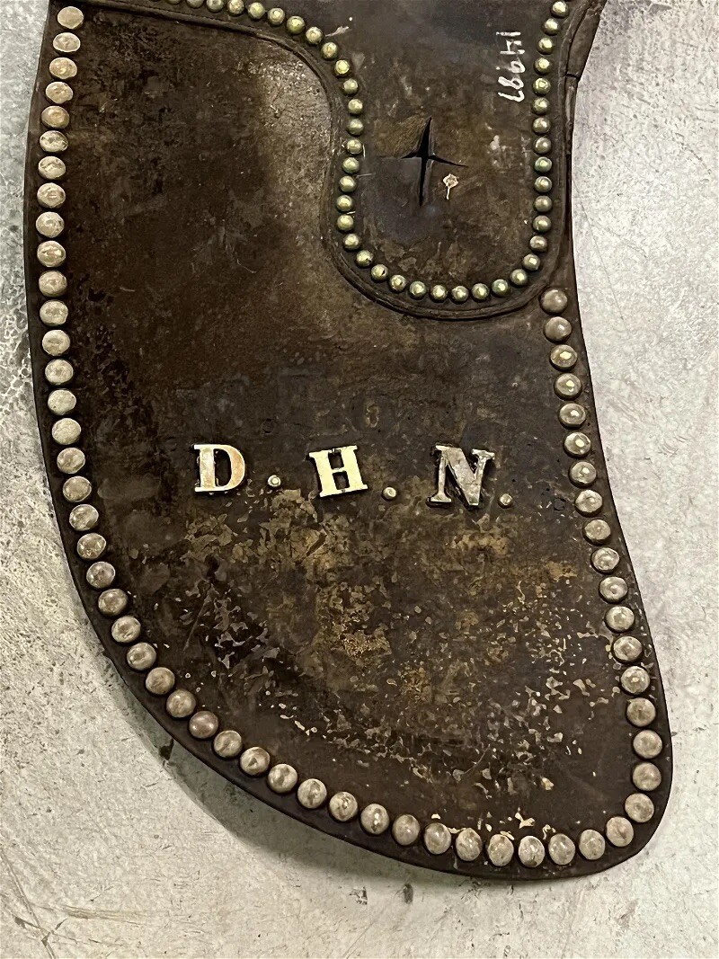 RARE ID'D CIVIL WAR OFFICER HORSE LEATHER SADDLE UNDERCARRIAGE
