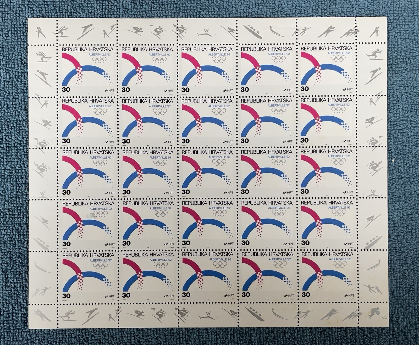 Croatia #105, 30d Albertville Olympics, Mint sheet of 25, MNH (R10-77g)