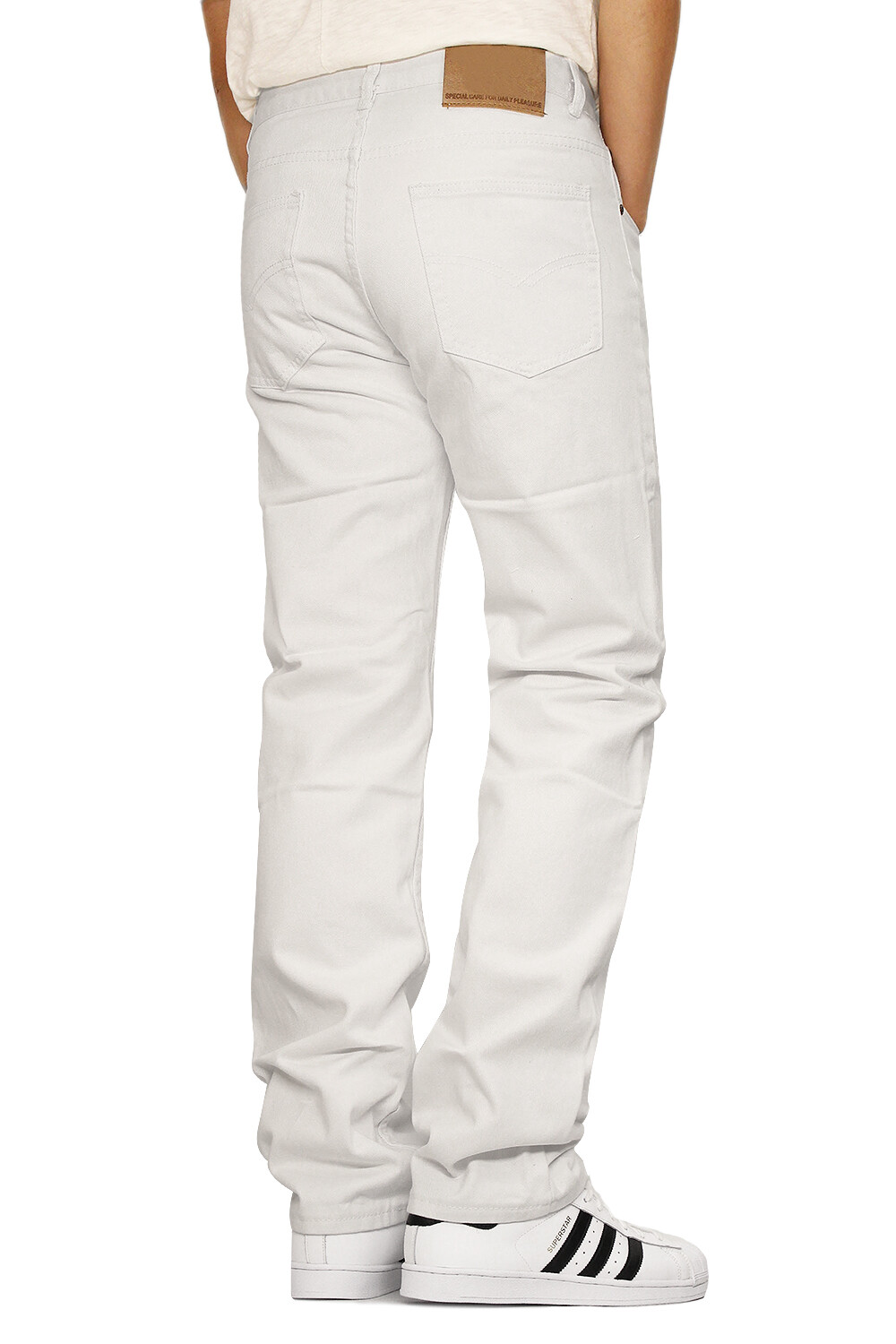 MEN'S WHITE REGULAR FIT STRAIGHT LEG DENIM JEANS OSCAR (30-48) *FAST SHIP
