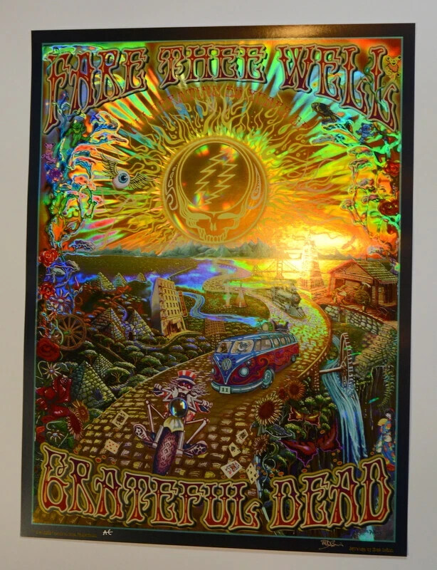 Grateful Dead Poster Mike DuBois Fare Thee Well Foil Hologram Art Golden Road 50