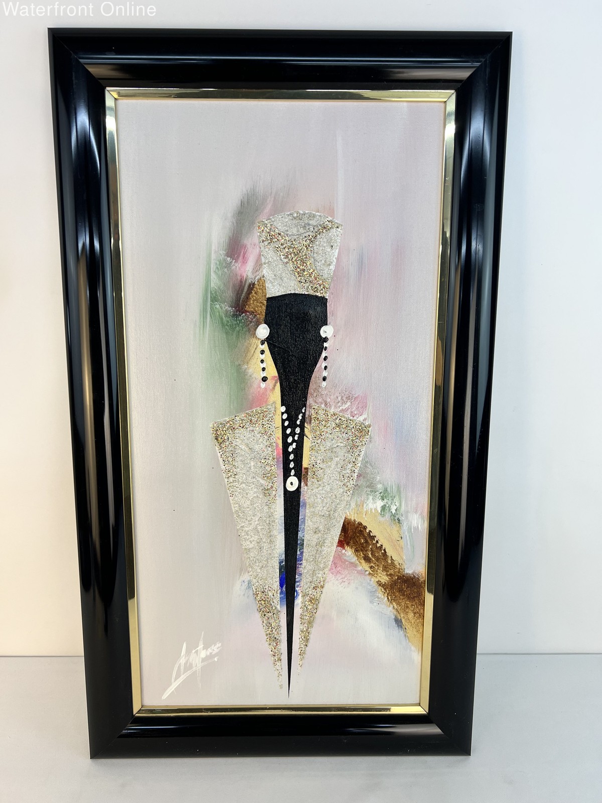 Ashton III Embellished Mixed Media Silhouette Art 28x16 Woman Faces Straight