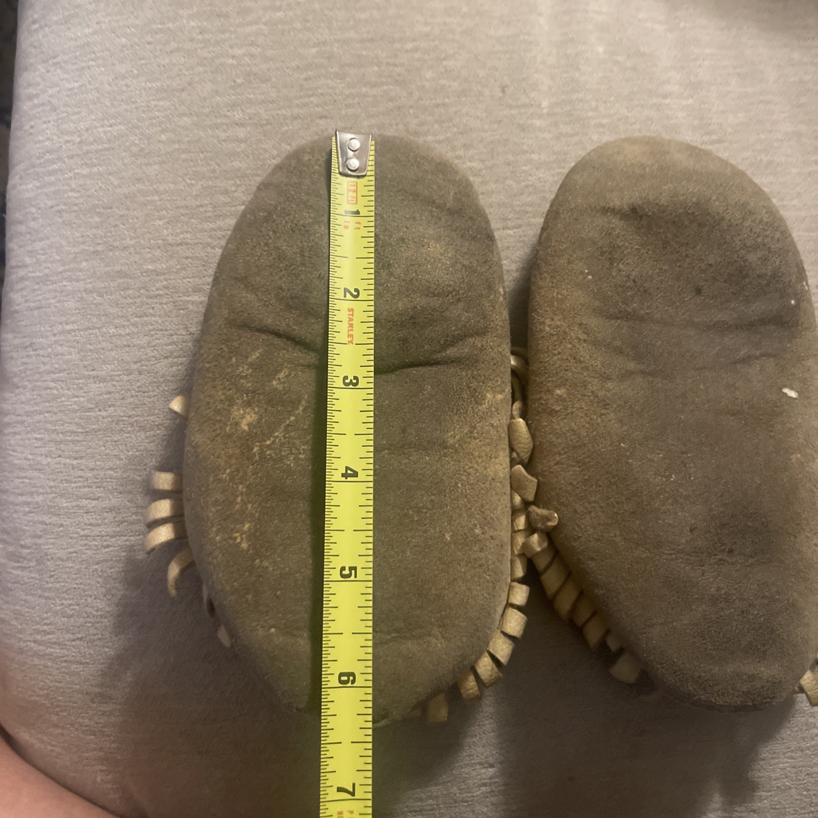 Vintage Native American Indian Child Leather Moccasins Glass Bead Work Used Worn