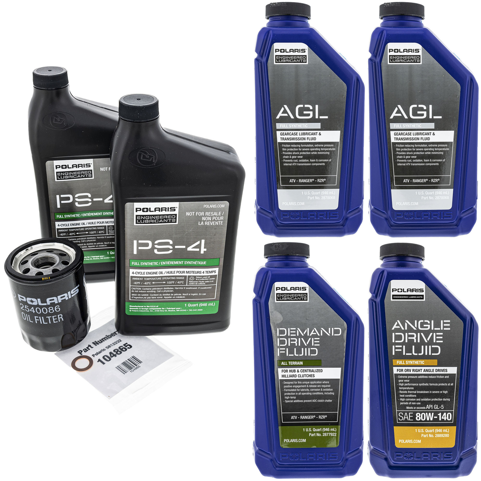 Polaris PS-4 Full Service Oil Change Kit Filter RZR Ranger 700 800 4 S 6X6