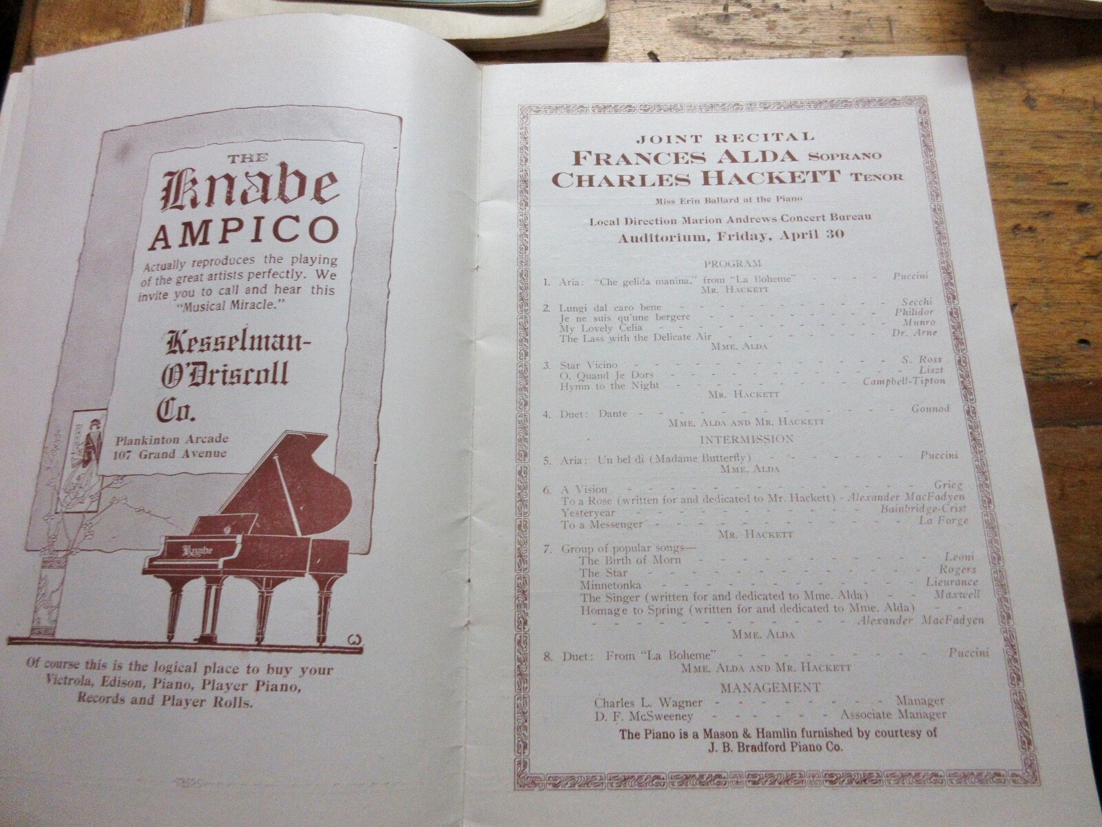 Seating Chart MILWAUKEE AUDITORIUM + MARION ANDREWS GRAND OPERA ARTIST CONCERT