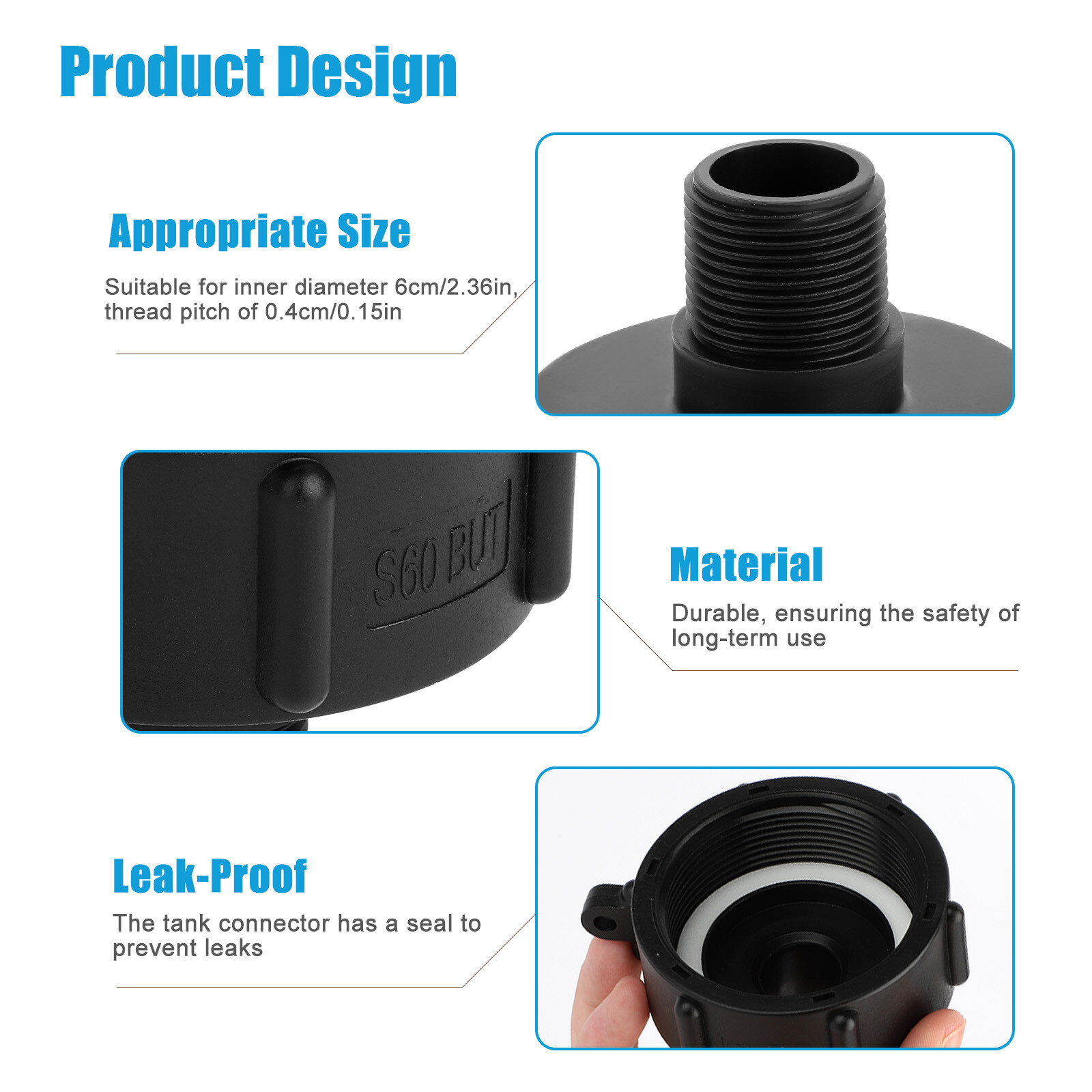 2x IBC Tote Water Tank Adapter 2" for Garden Hose Drain Plug Connector Easy Use