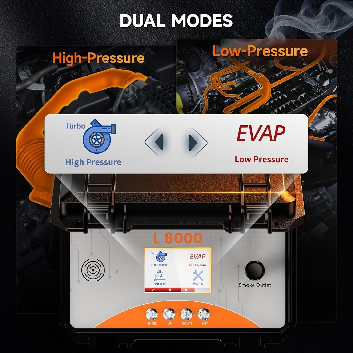 ANCEL L8000 Automotive EVAP Smoke Machine & Turbo System Dual Mode LCD Screen