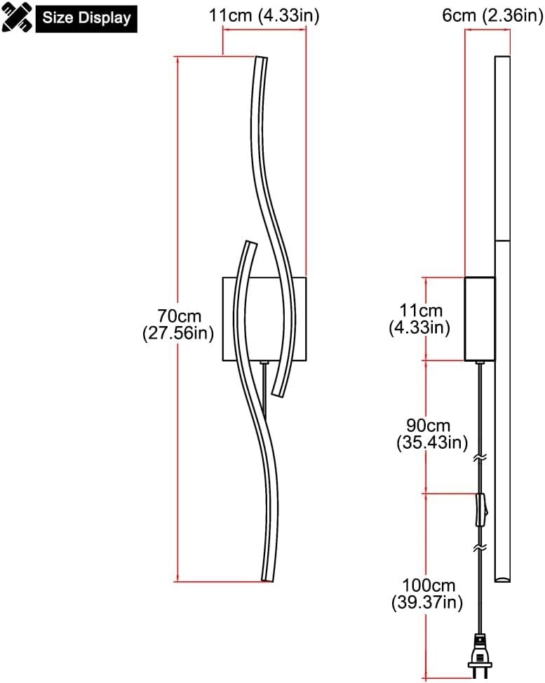 Plug in Wall Sconces Set of 2, Modern Plug in Sconce with Remote, Dimmable LED