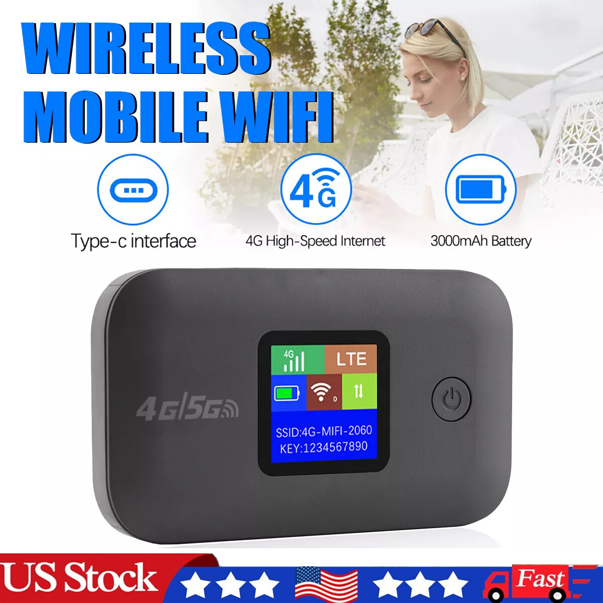 5G Portable Unlocked 4G Wireless WiFi Router Mobile Broadband LCD MIFI Hotspot