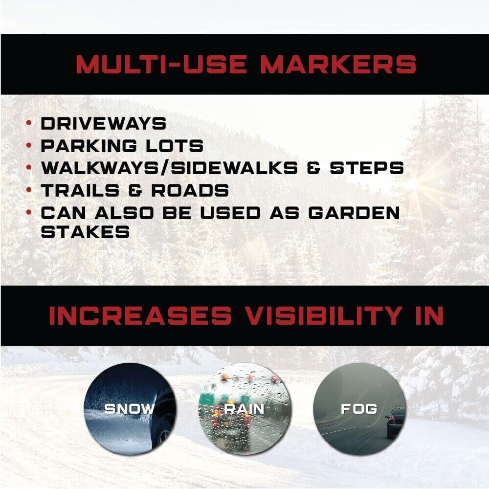 (Pack of 10) 1/4" Orange Snow Poles Plain Markers, Heavy Duty Fiberglass Rod