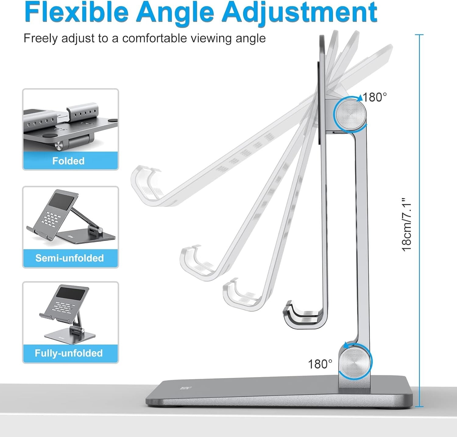 Tablet Stand Aluminum Adjustable Tablet Holder Foldable Desktop Stand iPad Mini
