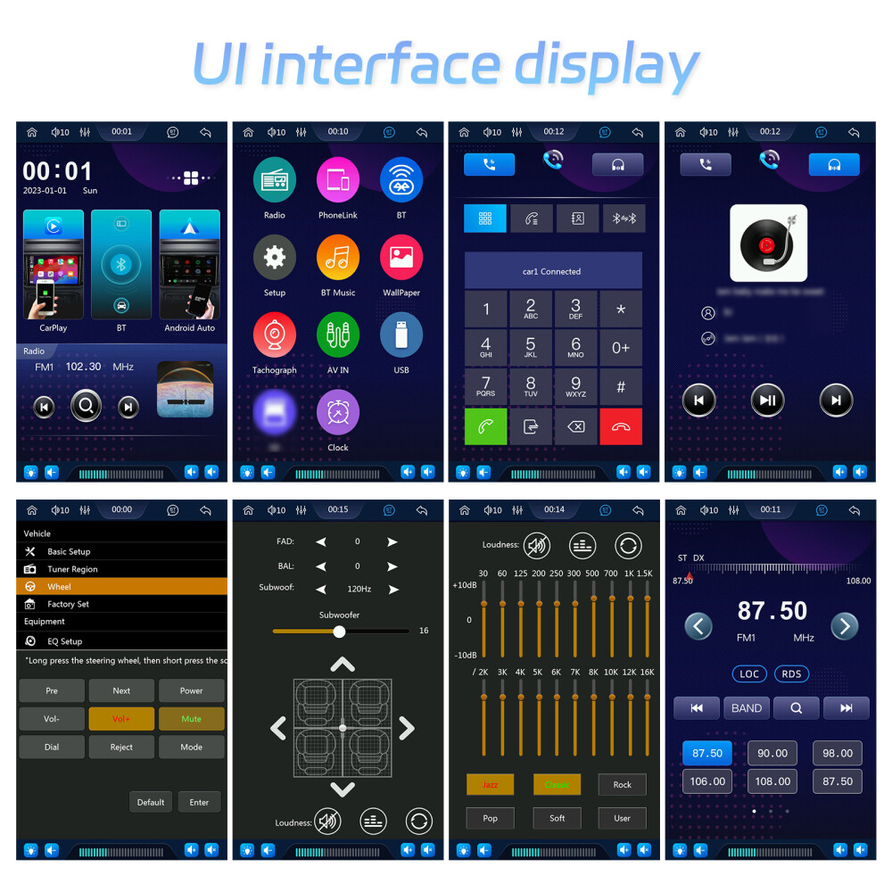 10.4" Single Din Touch Screen Stereo Bluetooth Radio Apple/Android Carplay+CAM
