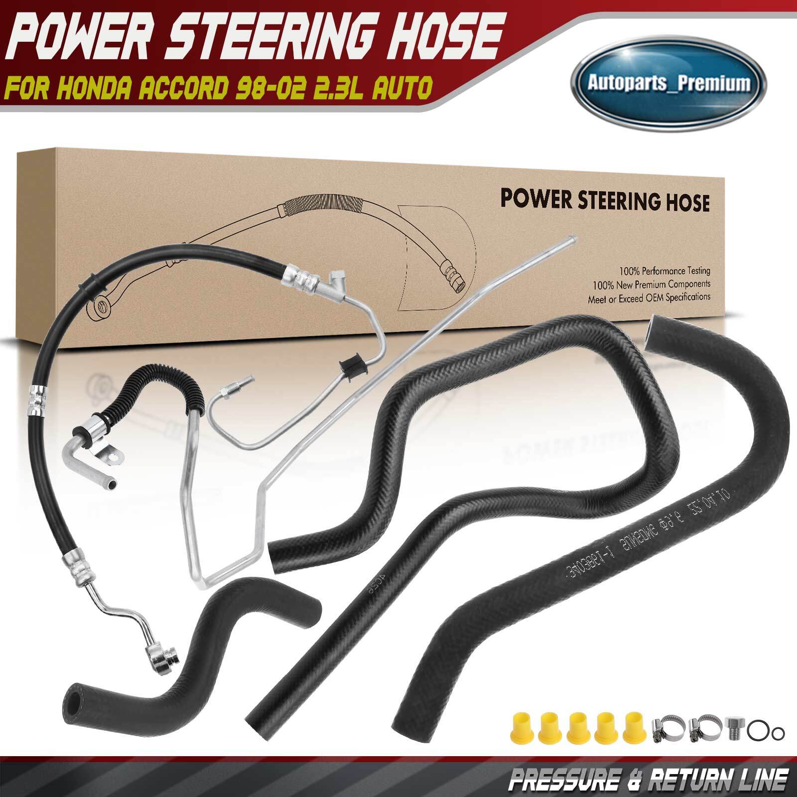 5x Power Steering Pressure & Return Line Hose for Honda Accord 98-02 2.3L Auto