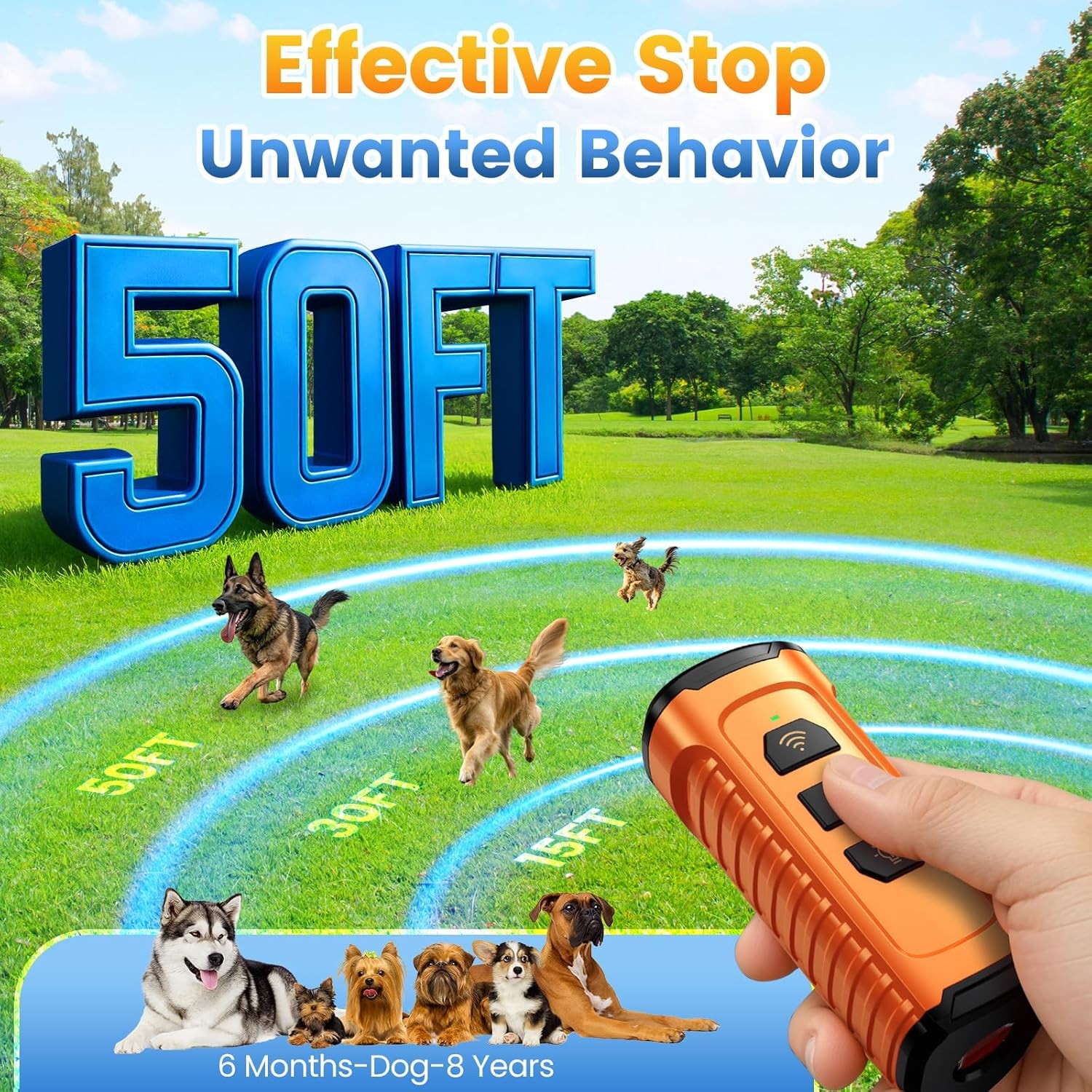Dog Bark Deterrent Device 3X Anti Barking Device for Dogs, 5 Modes Stop Neighbor