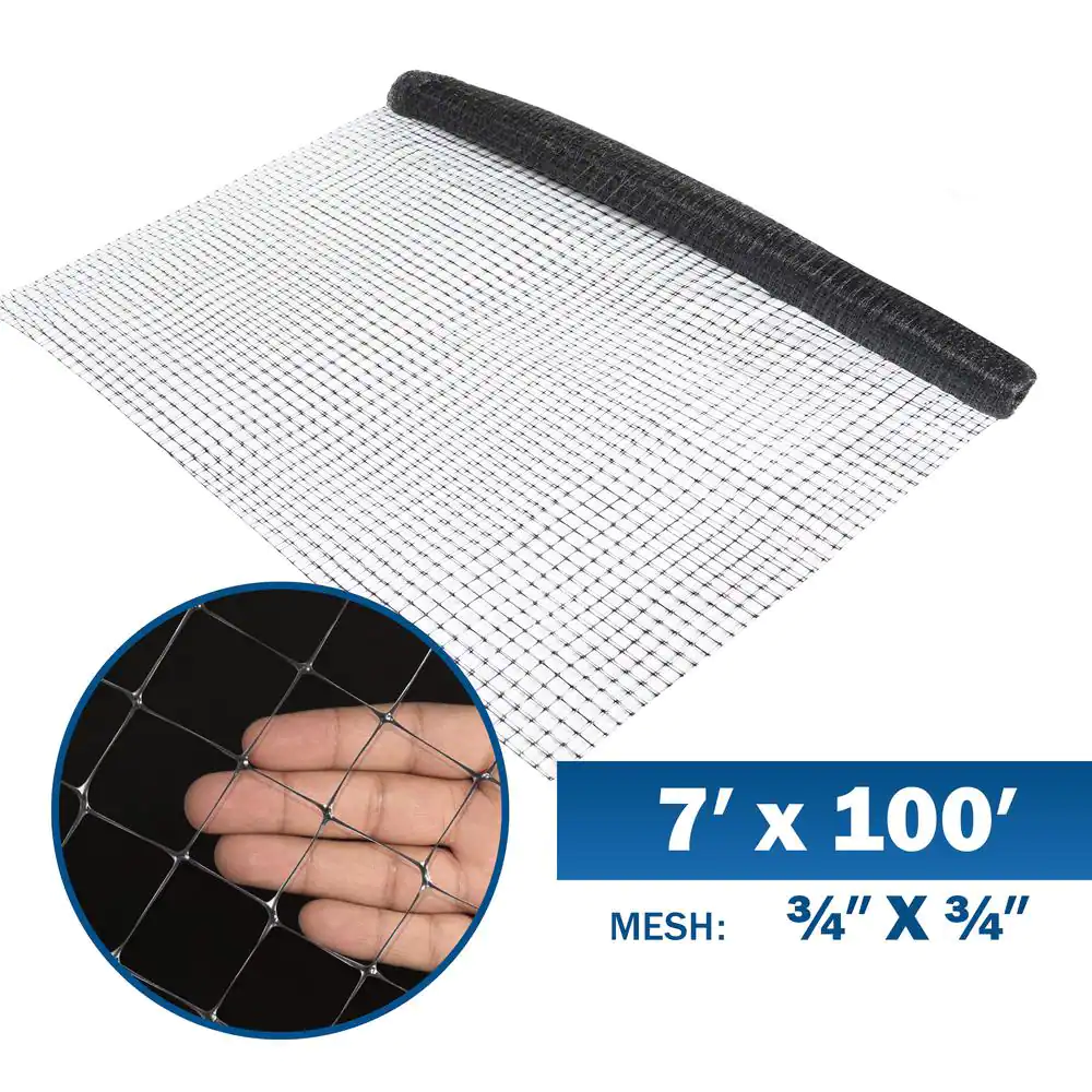 7 Ft. X 100 Ft. X 3/4 In. Black Plastic Bird Netting for Vegetable, Tree and Fru