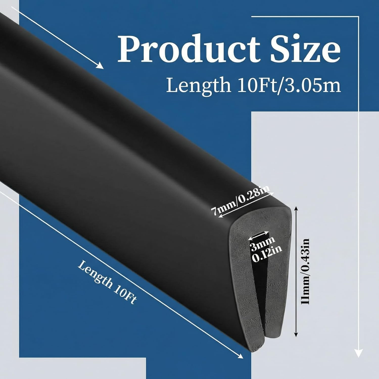 Rubber Edge Trim 1/8" U Channel Sheet Metal Edge Protector Door Seal Strip Guard