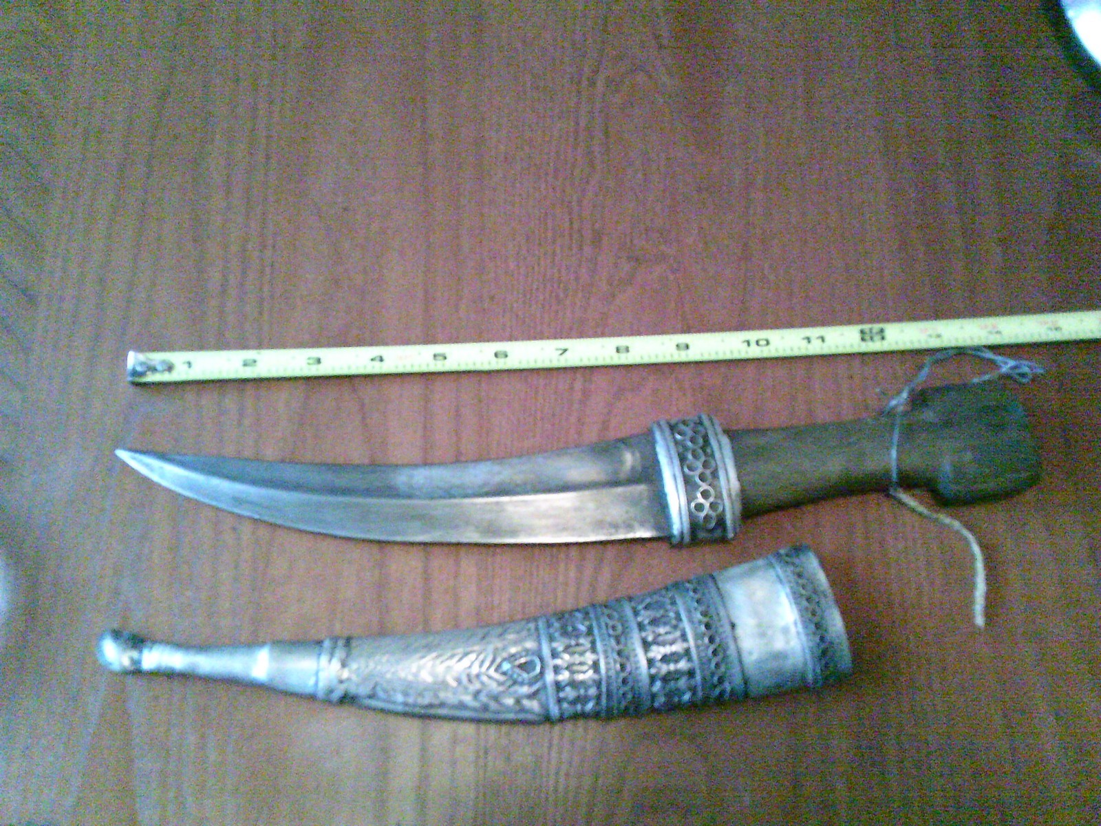 RARE-KURDISH dagger w- 6oz high silver scabbard possible wootz blade