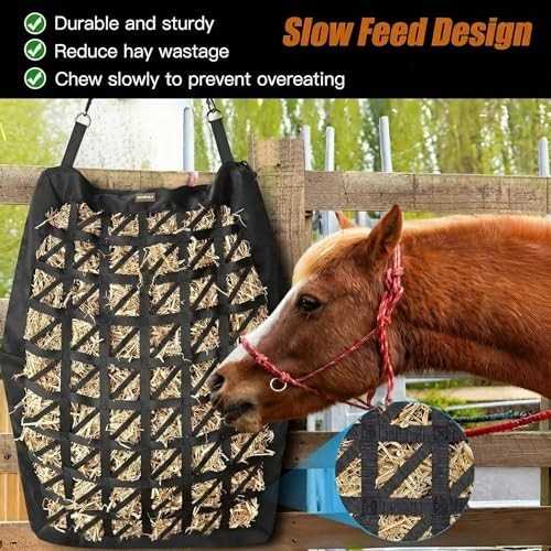 Ultra-Slow Feed Hay Bag for Horses, Goats & Cows - Durable 1680D Oxford Cloth, E