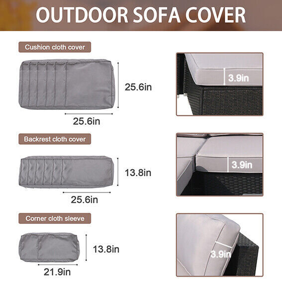 14 Pcs Outdoor Patio Chair Cushion Covers Set Replacement Furniture Slipcover