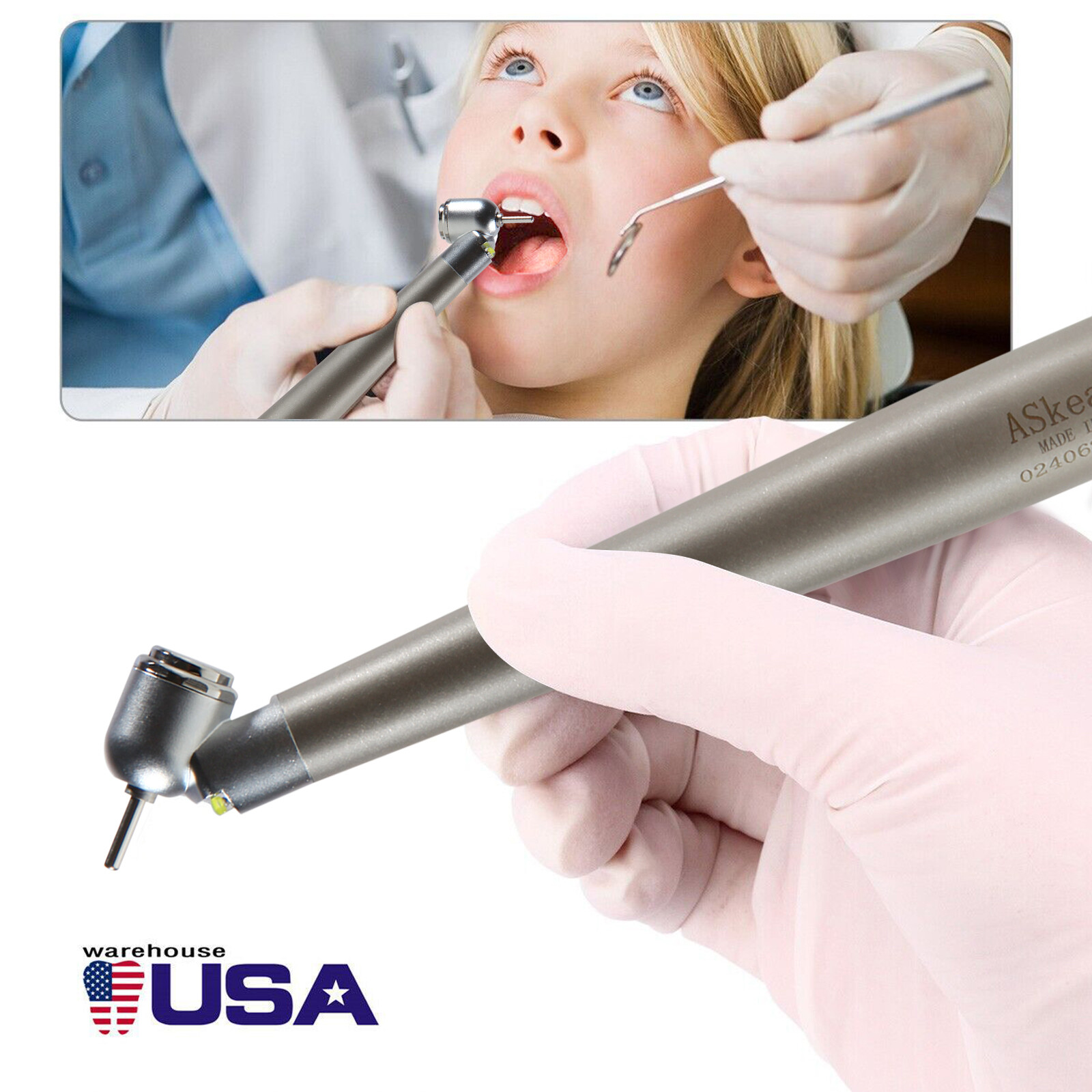 NSK Style Dental Surgical 45° Degree LED High Speed Handpiece Turbine 2 Holes