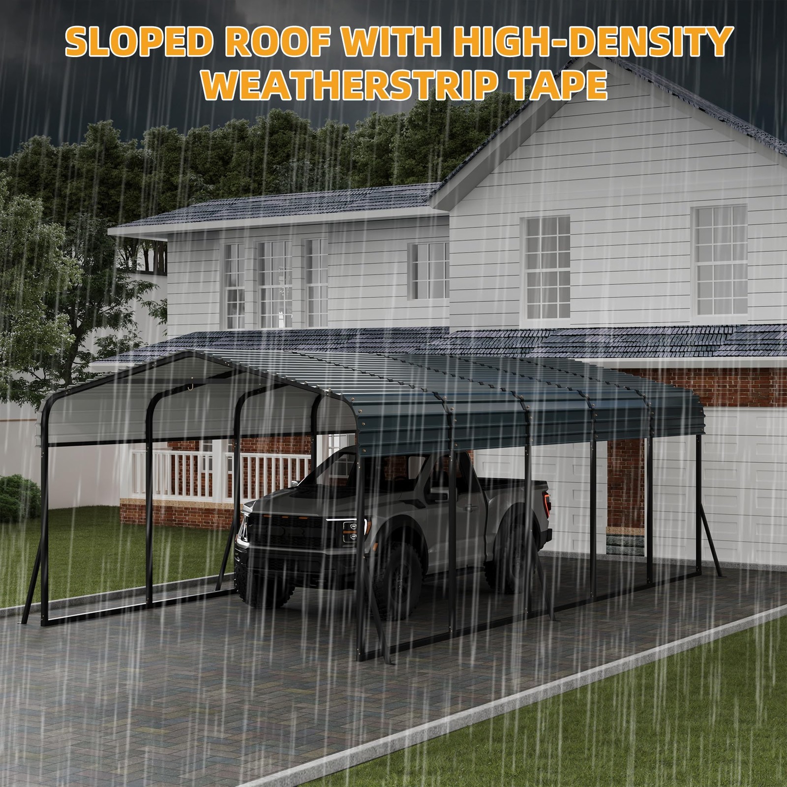 12'x24' Metal Carport, Heavy Duty Galvanized Steel Roof Canopy Car Shelter Truck