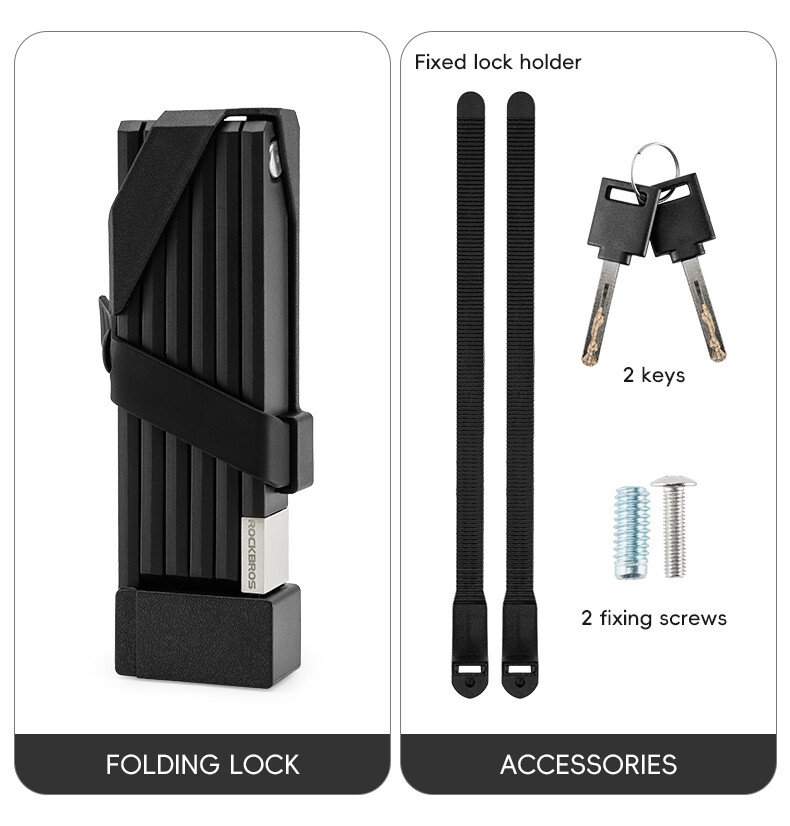 ROCKBROS Folding Bike Lock Heavy Duty Anti Theft Smart Secure Guard with Keys