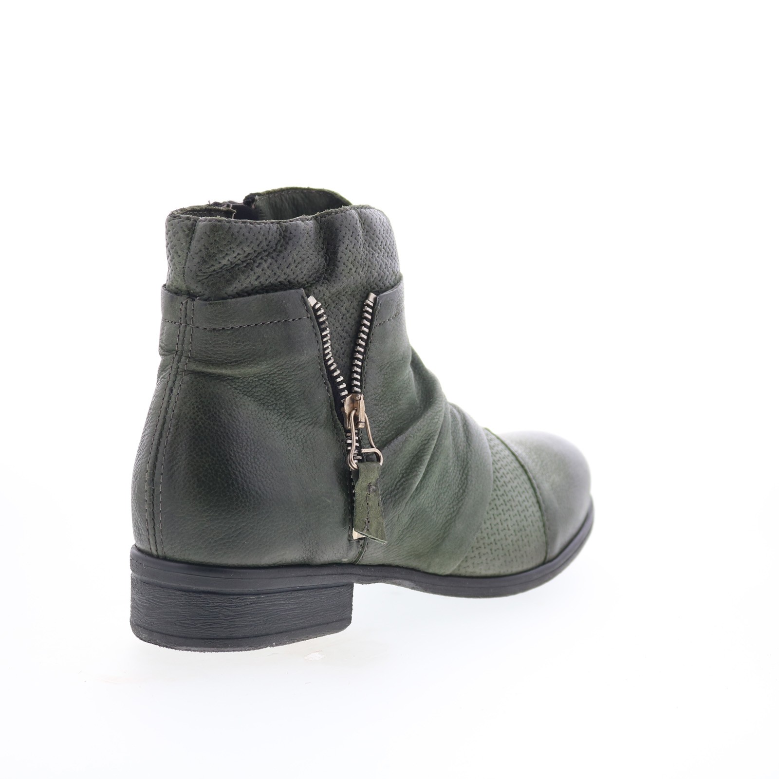 Miz Mooz Sunny-QVC Womens Green Leather Zipper Ankle & Booties Boots
