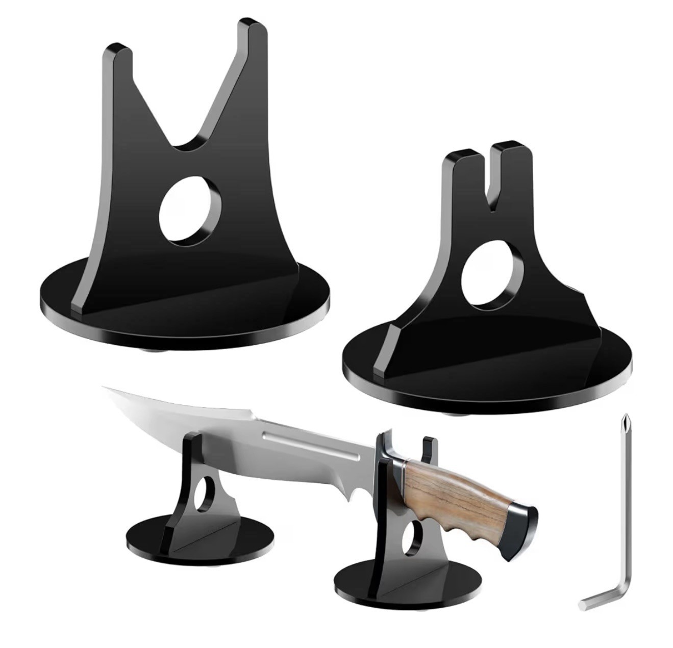Acrylic Knife Display Stand Holder | Non-Slip Base | Sword & Knife Shelf Stand