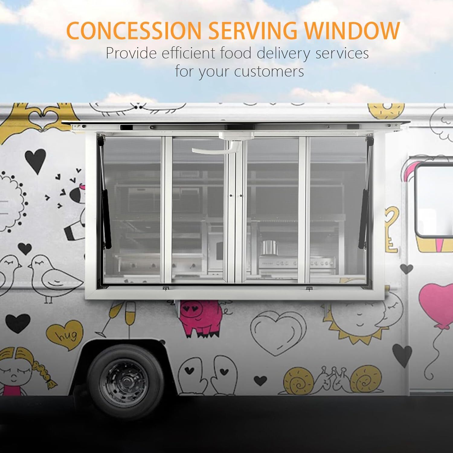 Concession Stand Trailer Serving Window Awning Food Truck Service Screen Windows