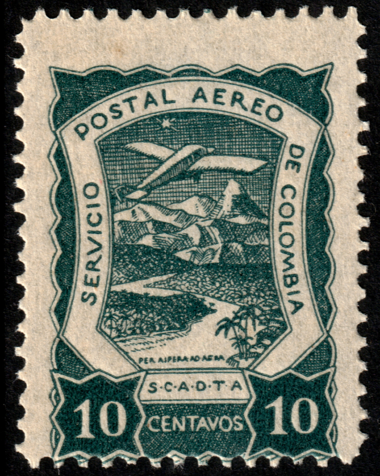 ✔️ COLOMBIA SCADTA 1921 - AIRPLANE OVER RIVER - SC. C26 ** MNH [SCDT11]