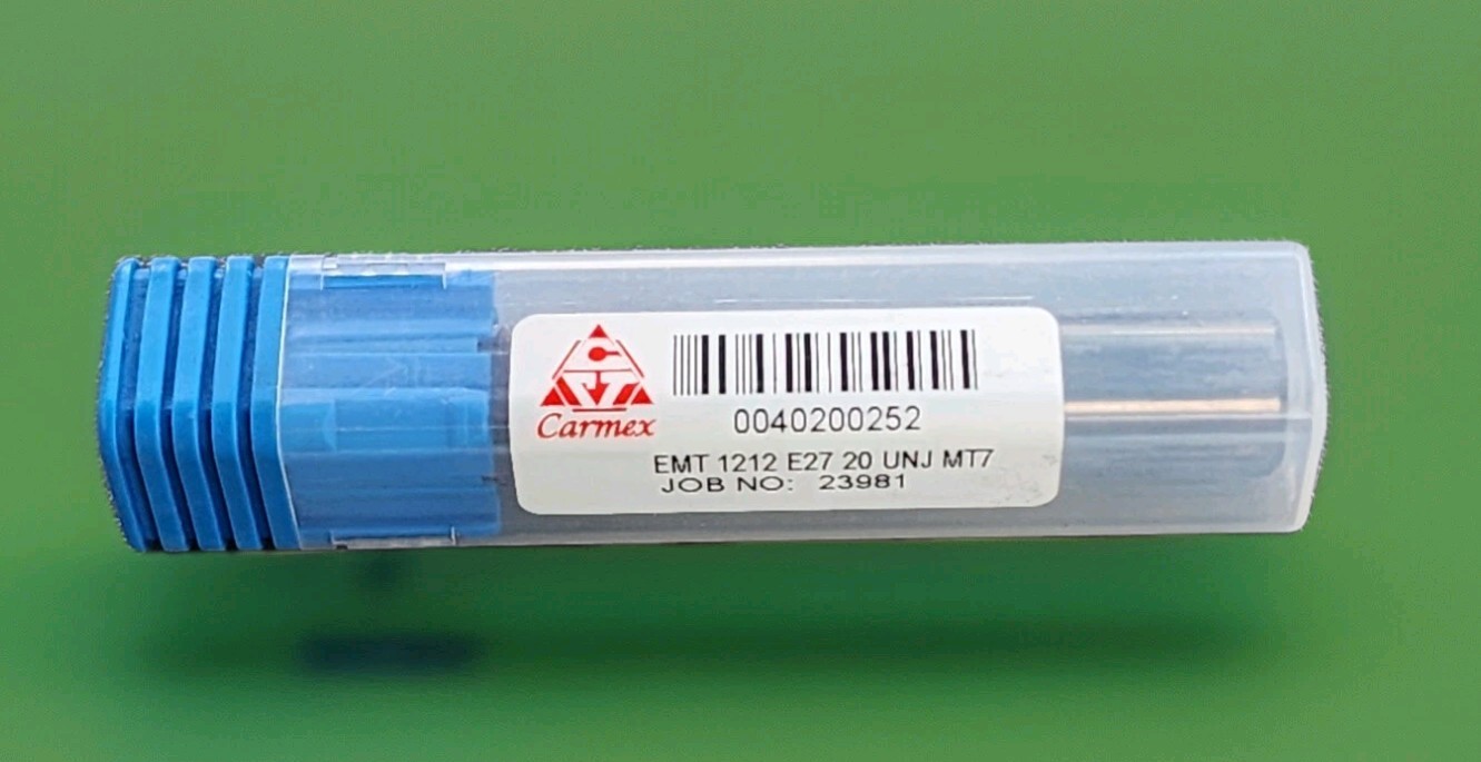 Carmex EMT 1212 E27 20 UNJ MT7 Carbide Thread Mill 12mm 5-Flute MT7 Grade Tool