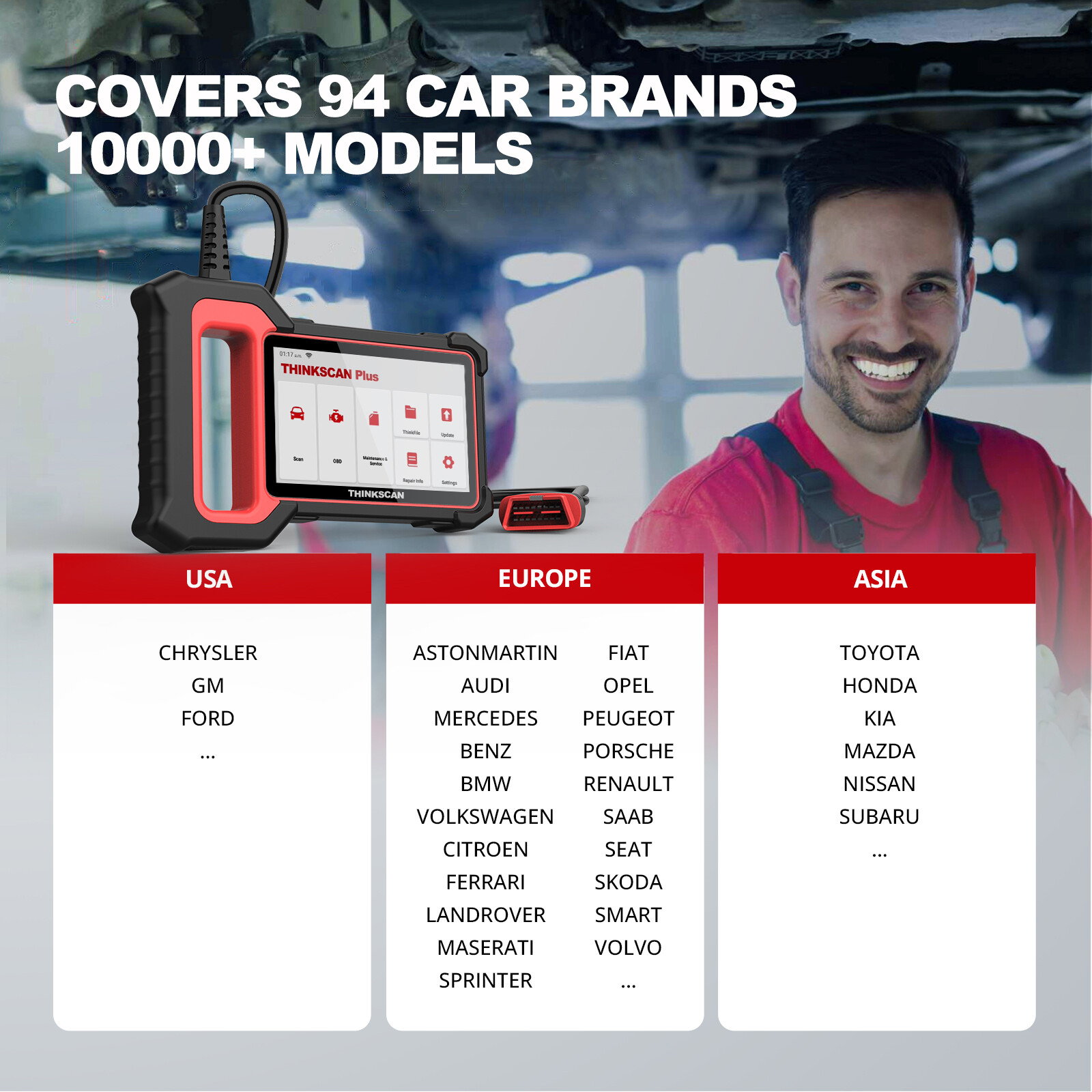 OBD2 Scanner Thinkscan Plus S7 Car Auto Diagnostic Tool ABS SRS BCM IC AC New